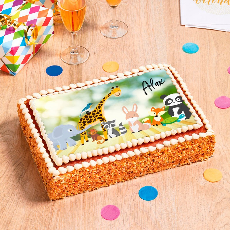 Gâteau Animaux de la jungle et de la forêt, à personnaliser, livré chez  vous ou en clickandcollect !